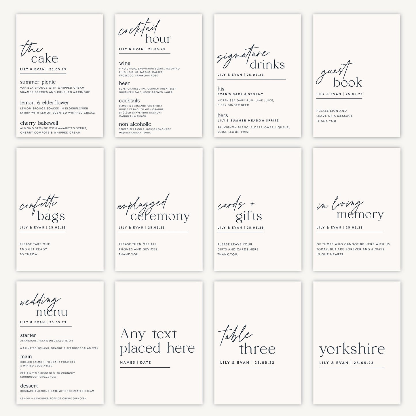 Table Name Sign Wedding Sign A5 Sturdy Foamex Sign Modern Typography Script