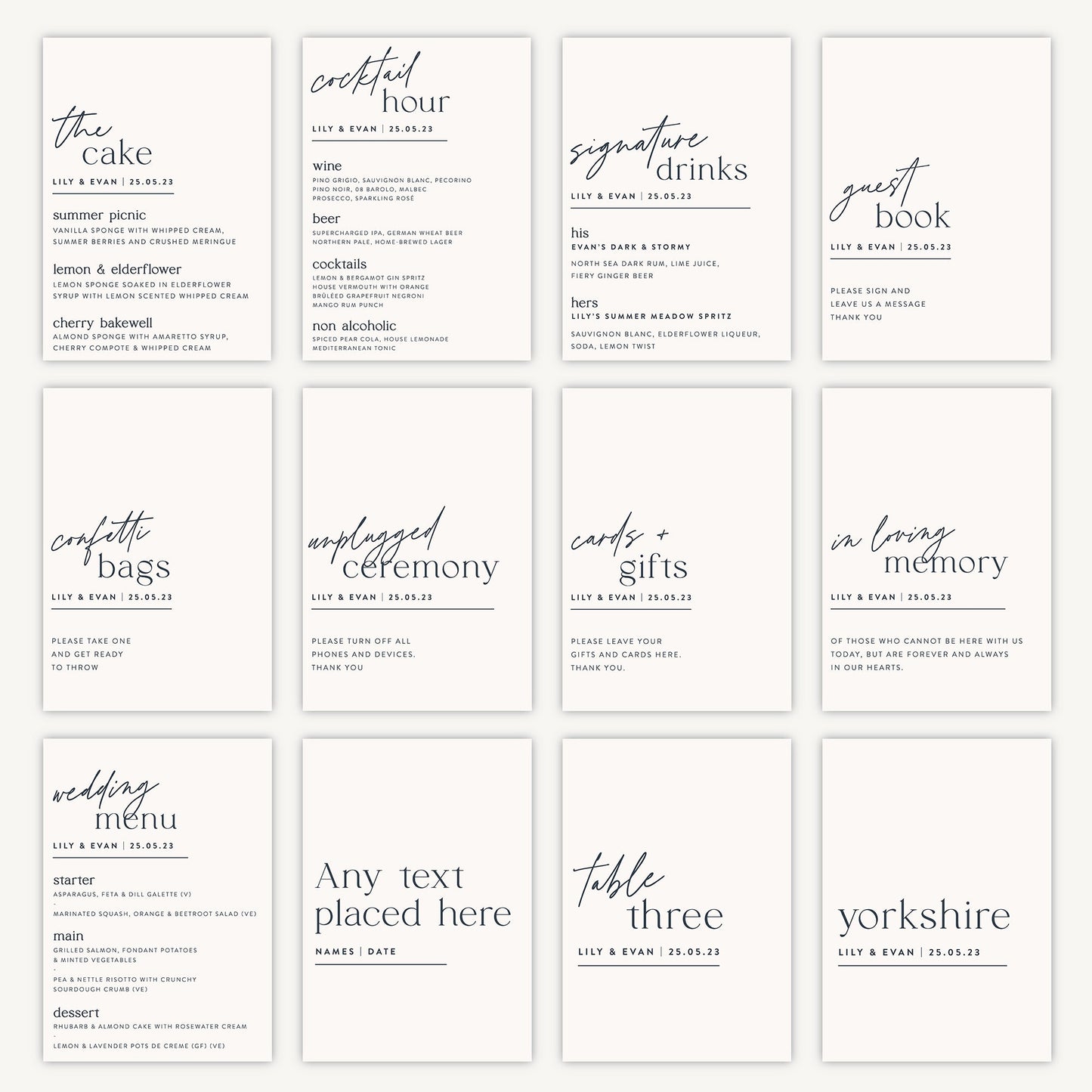 Drinks Menu Sign Wedding Sign A5 Sturdy Foamex Sign Modern Typography Script