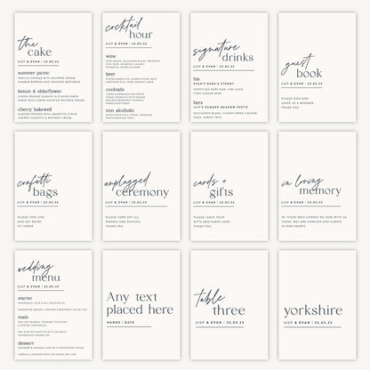 Drinks Menu Sign Wedding Sign A5 Sturdy Foamex Sign Modern Typography Script