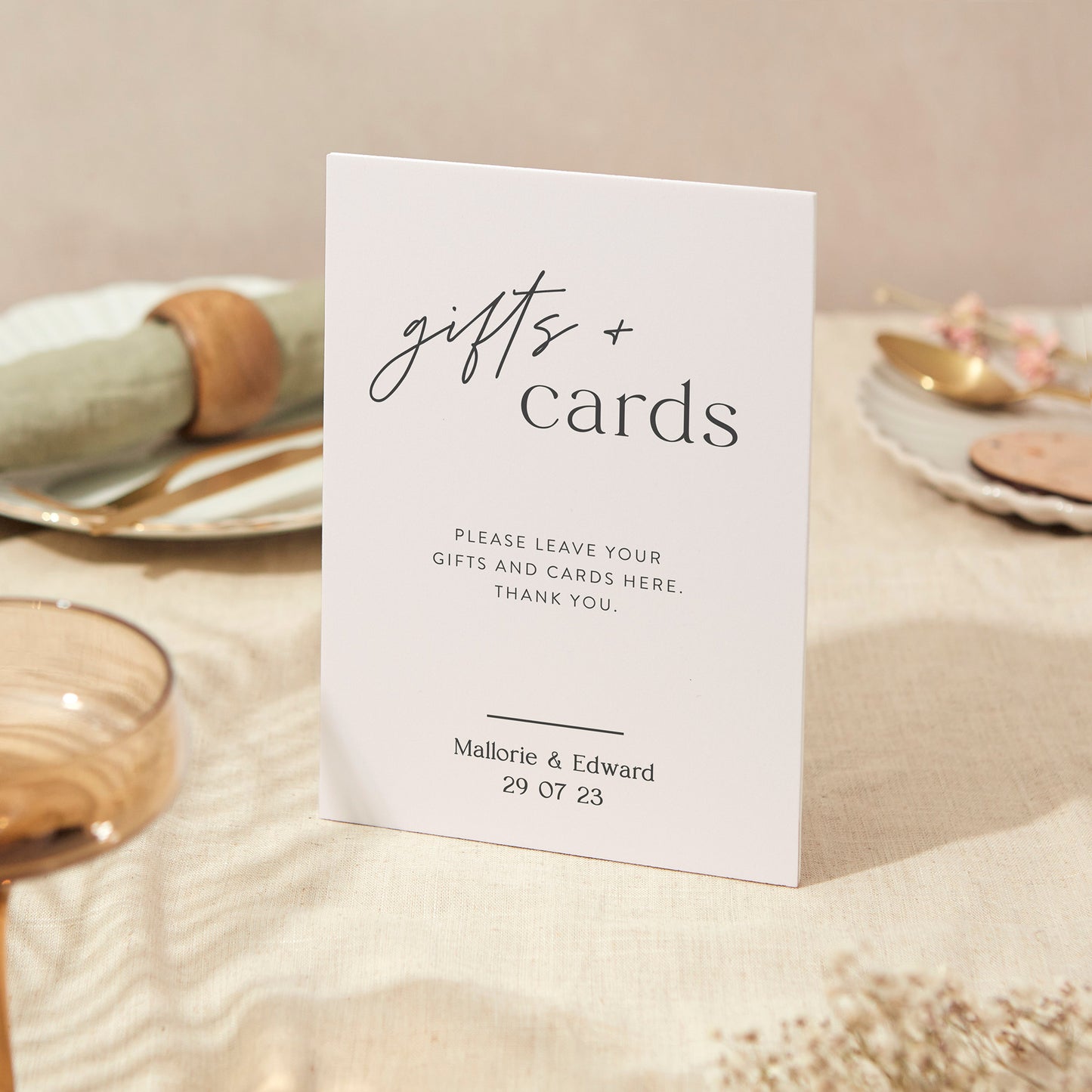 Cards and Gifts Sign Wedding Sign A4 Sturdy Foamex Sign Modern Calligraphy