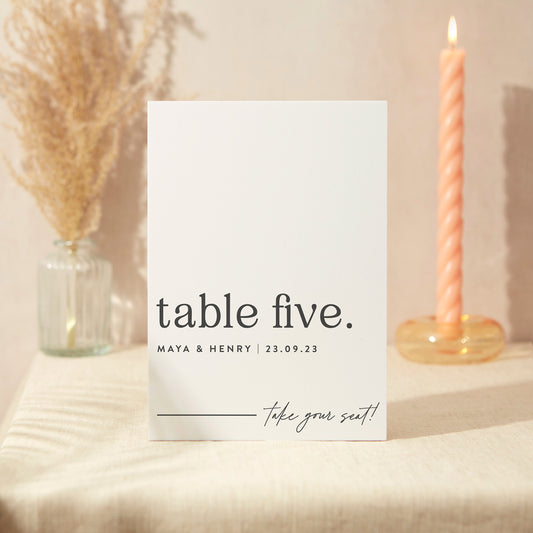 Table Number Sign Wedding Sign A4 Sturdy Foamex Sign Modern Serif