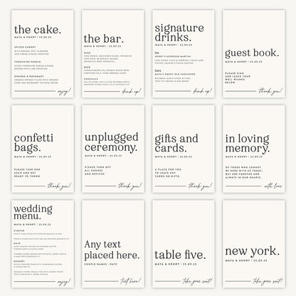 Drinks Menu Sign Wedding Sign A5 Sturdy Foamex Sign Modern Serif