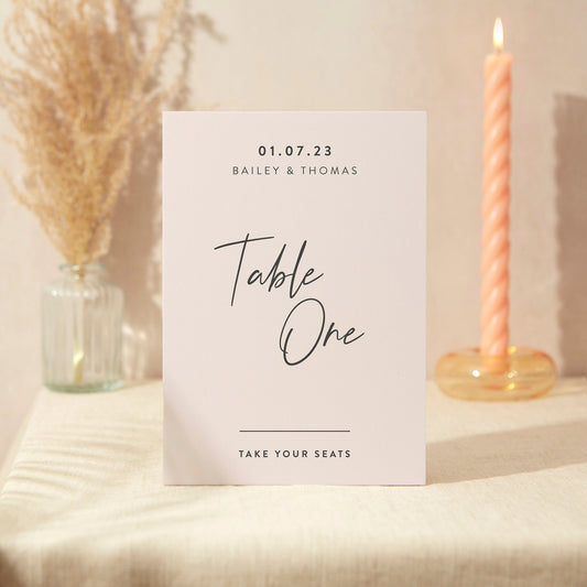 Table Number Sign Wedding Sign A5 Sturdy Foamex Sign Modern Minimal Script
