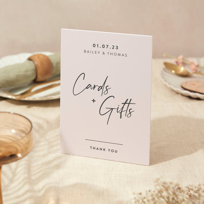 Cards and Gifts Sign Wedding Sign A5 Sturdy Foamex Sign Modern Minimal Script