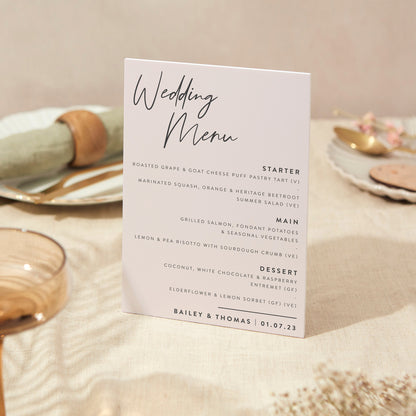 Wedding Menu Sign Wedding Sign A4 Sturdy Foamex Sign Modern Minimal Script