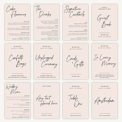 Signature Drinks Sign Wedding Sign A4 Sturdy Foamex Sign Modern Minimal Script