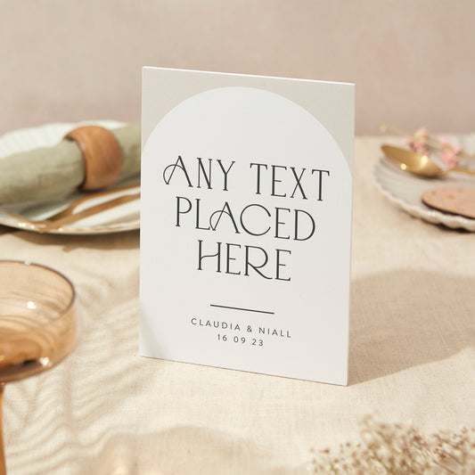 Custom Any Text Sign Wedding Sign A4 Sturdy Foamex Sign Minimalist Arch