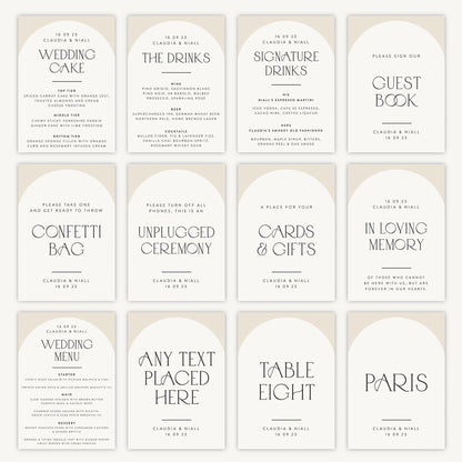 Wedding Menu Sign Wedding Sign A4 Sturdy Foamex Sign Minimalist Arch