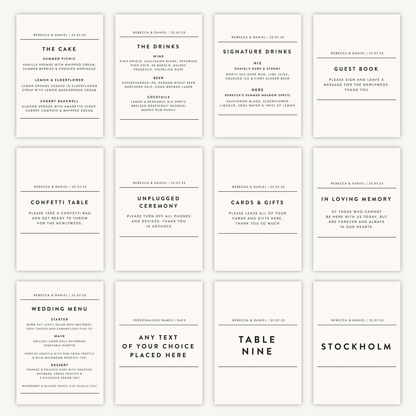 Table Number Sign Wedding Sign A4 Sturdy Foamex Sign Simple Modern Layout