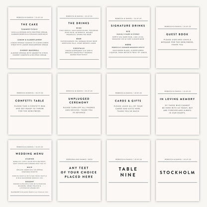 Table Number Sign Wedding Sign A4 Sturdy Foamex Sign Simple Modern Layout