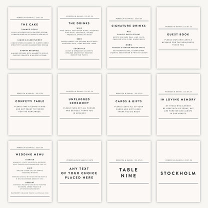 Drinks Menu Sign Wedding Sign A4 Sturdy Foamex Sign Simple Modern Layout
