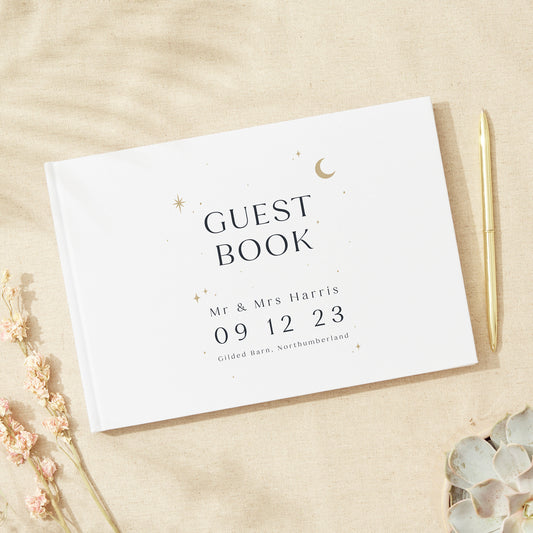 Celestial Night Sky Linen Guest Book