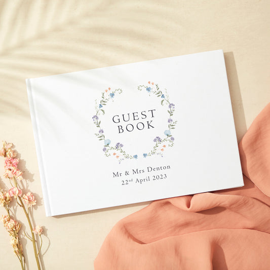 Regency Floral Linen Guest Book