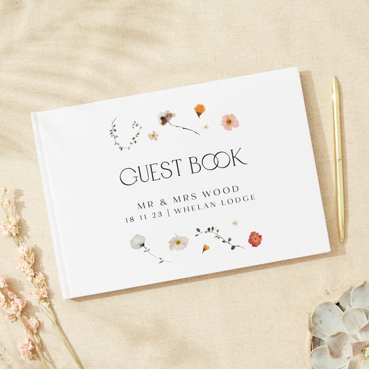 Winter Floral Linen Guest Book