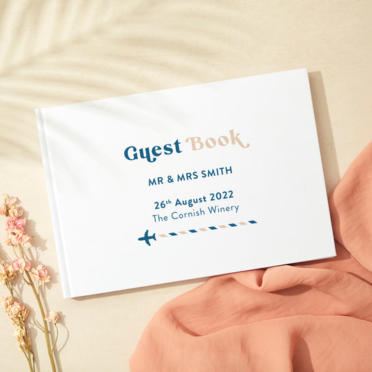 Muted Travel Linen Guest Book