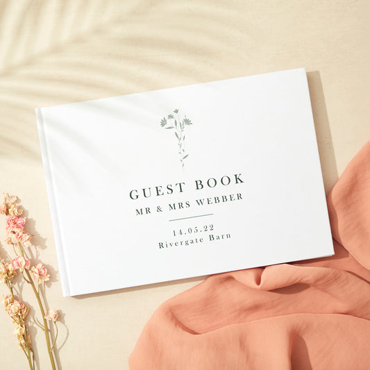 Sage Wildflower Linen Guest Book