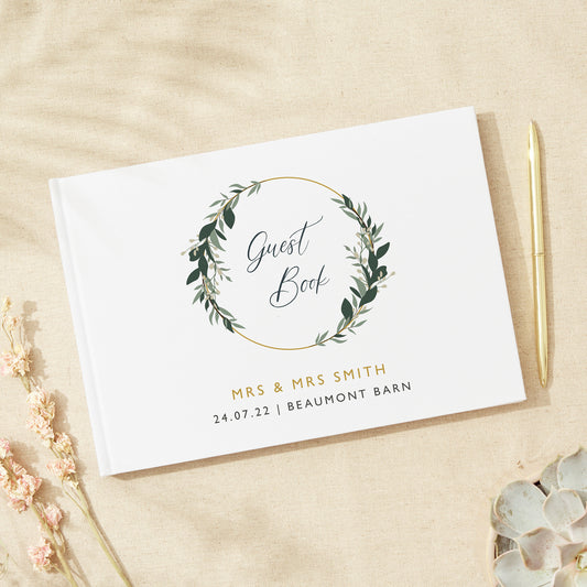 Foliage Hoop Linen Guest Book