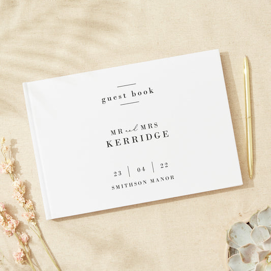 Simple Script Linen Guest Book