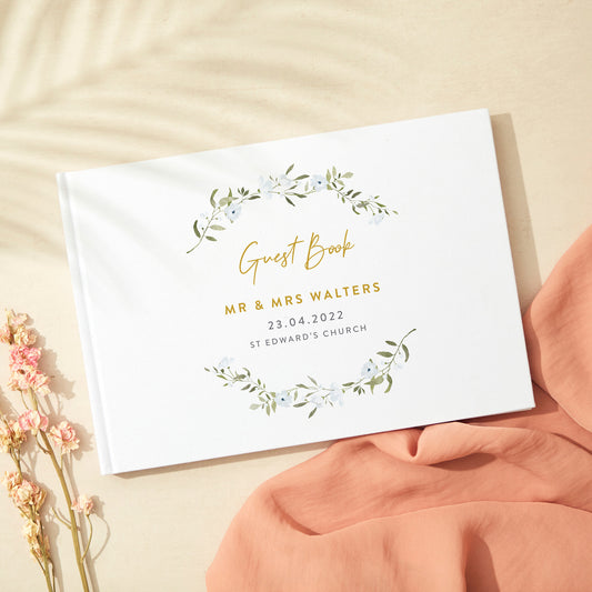 Spring Flowers Linen Guest Book