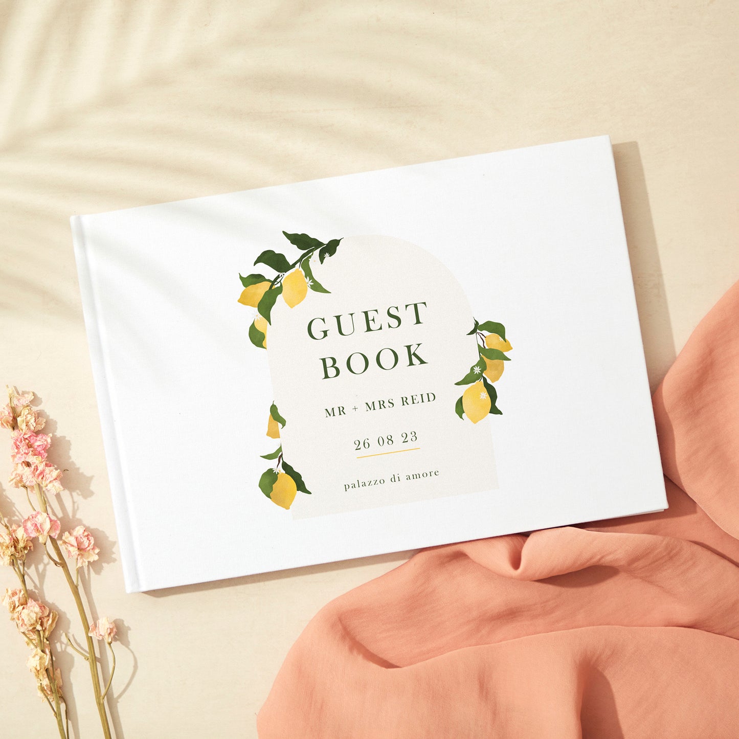 Amalfi Lemons Linen Guest Book
