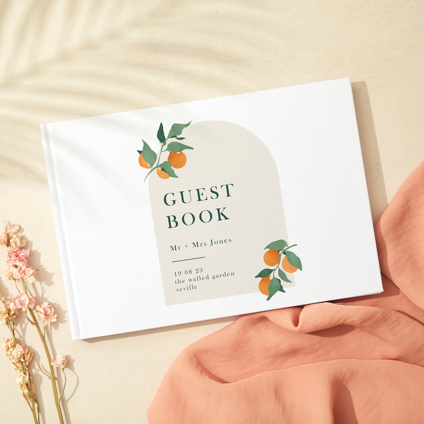 Mediterranean Oranges Linen Guest Book