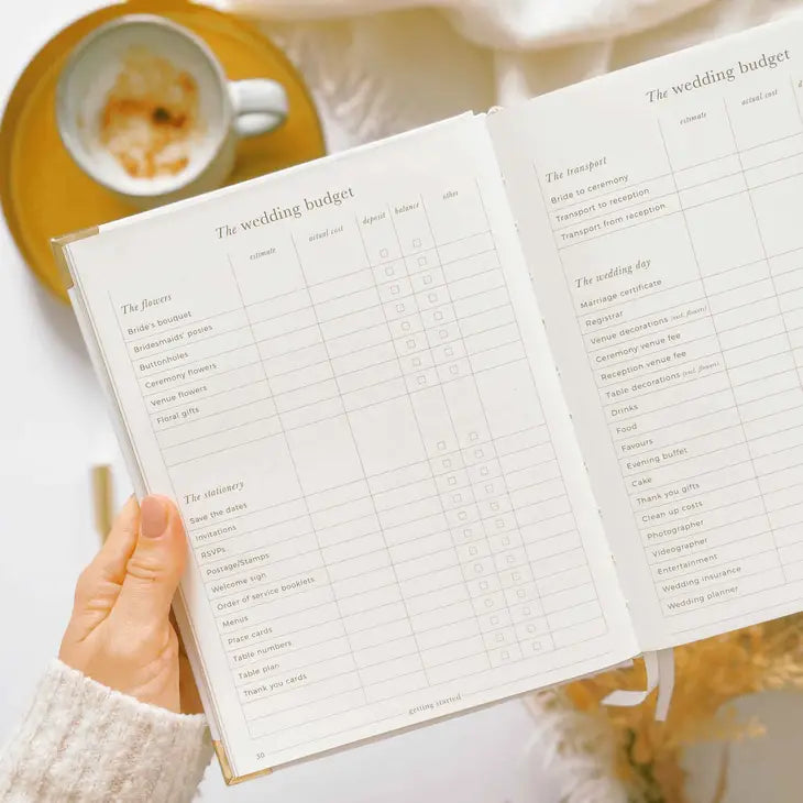 Luxury Wedding Planner Book - White with Gold Foiling and Gilded Edges