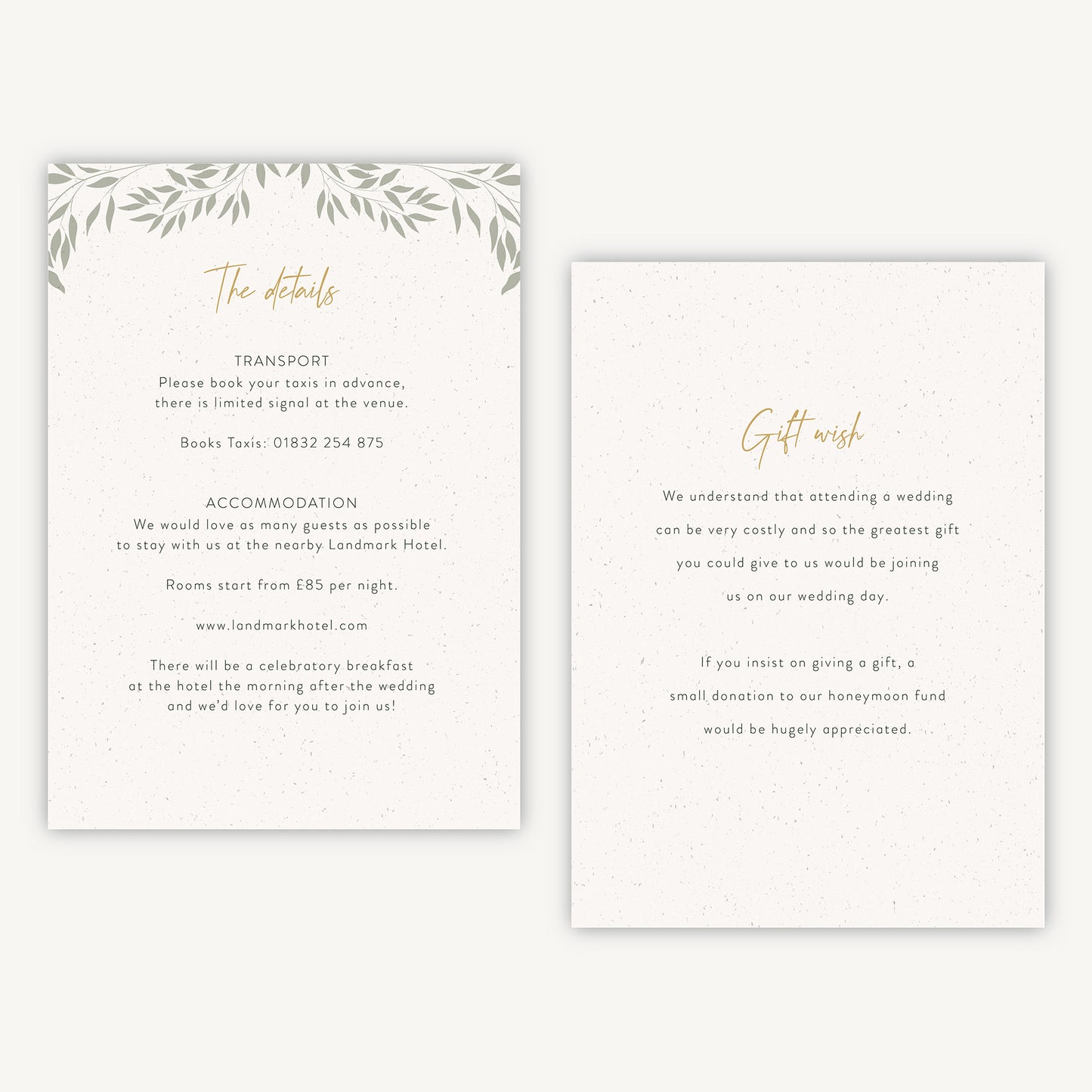 Botanical Rustic Wedding Invitation Details Card