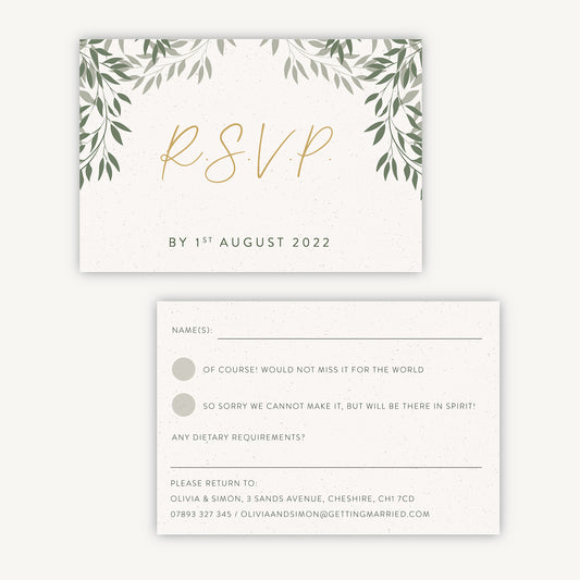 Botanical Rustic Wedding Invitation RSVP Card