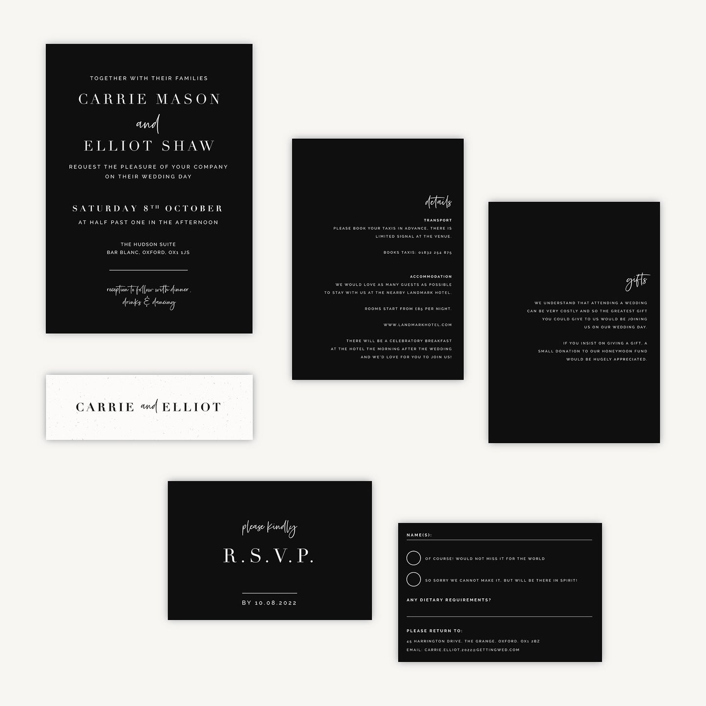 Black Modern Script Wedding Invitation
