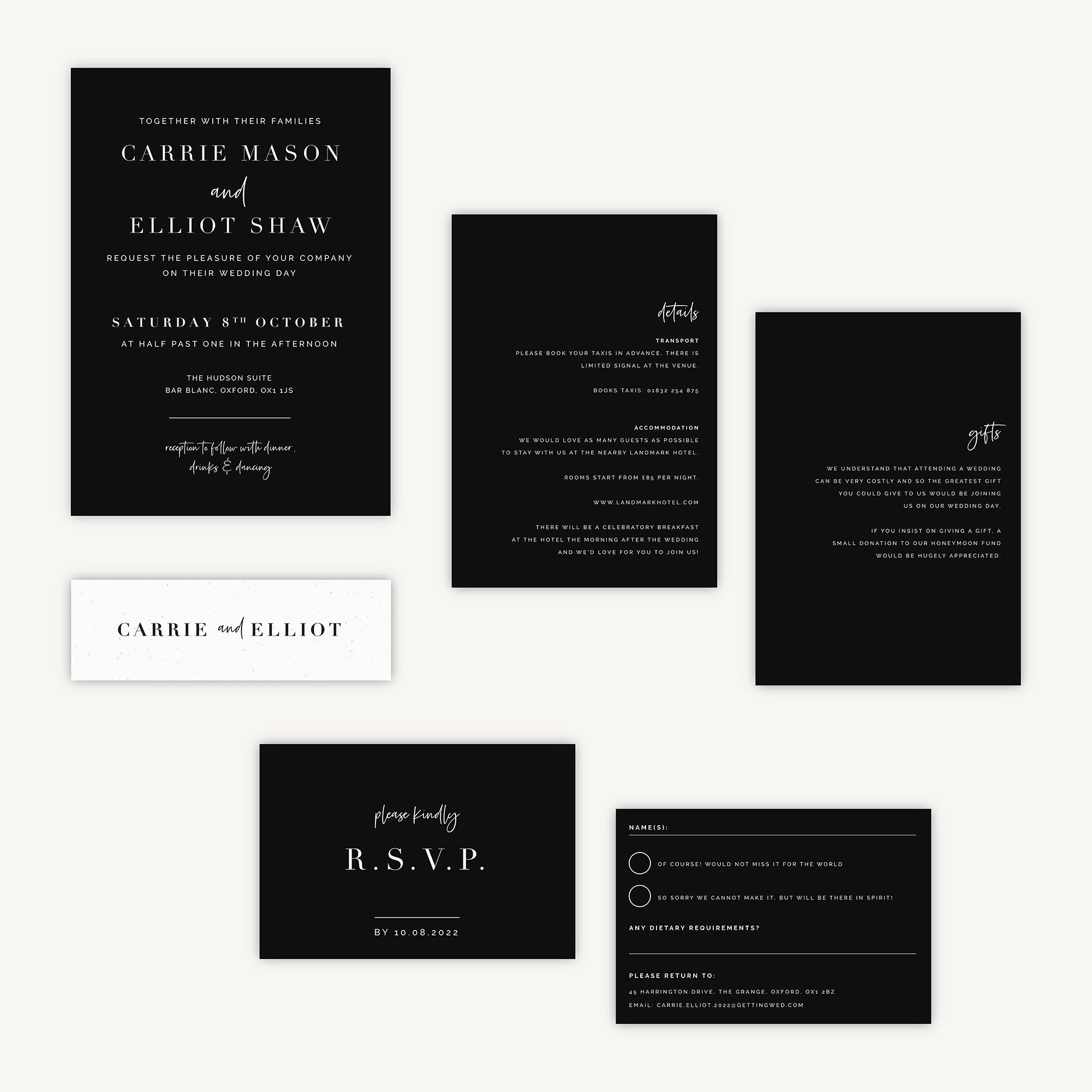 Black Modern Script Wedding Invitation