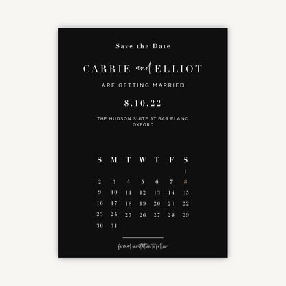 Black Modern Script Folded Wedding Save the Date