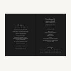 Black Modern Script Wedding Order of Service