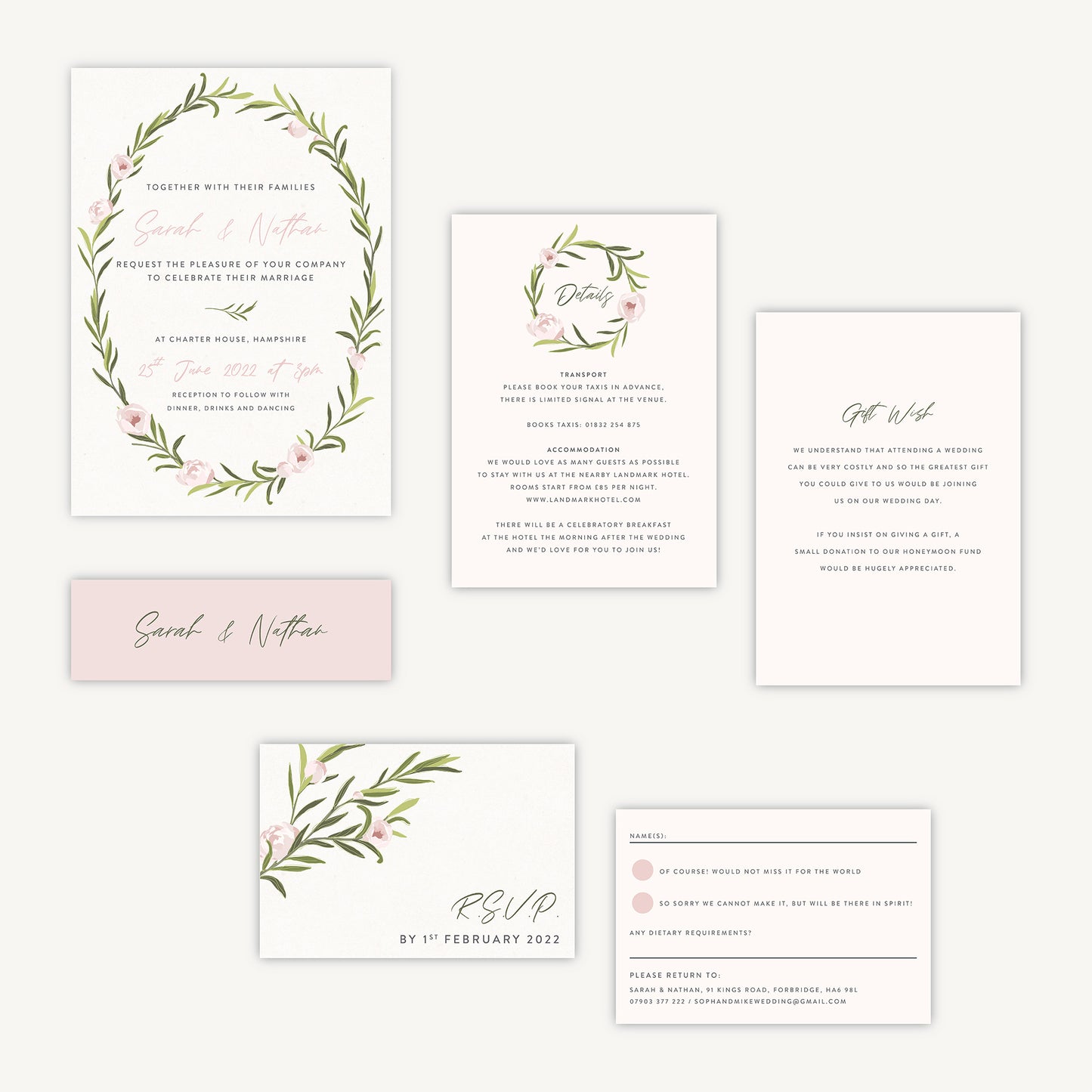 Blush Peony Wedding Invitation