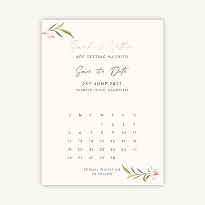 Blush Peony Folded Wedding Save the Date