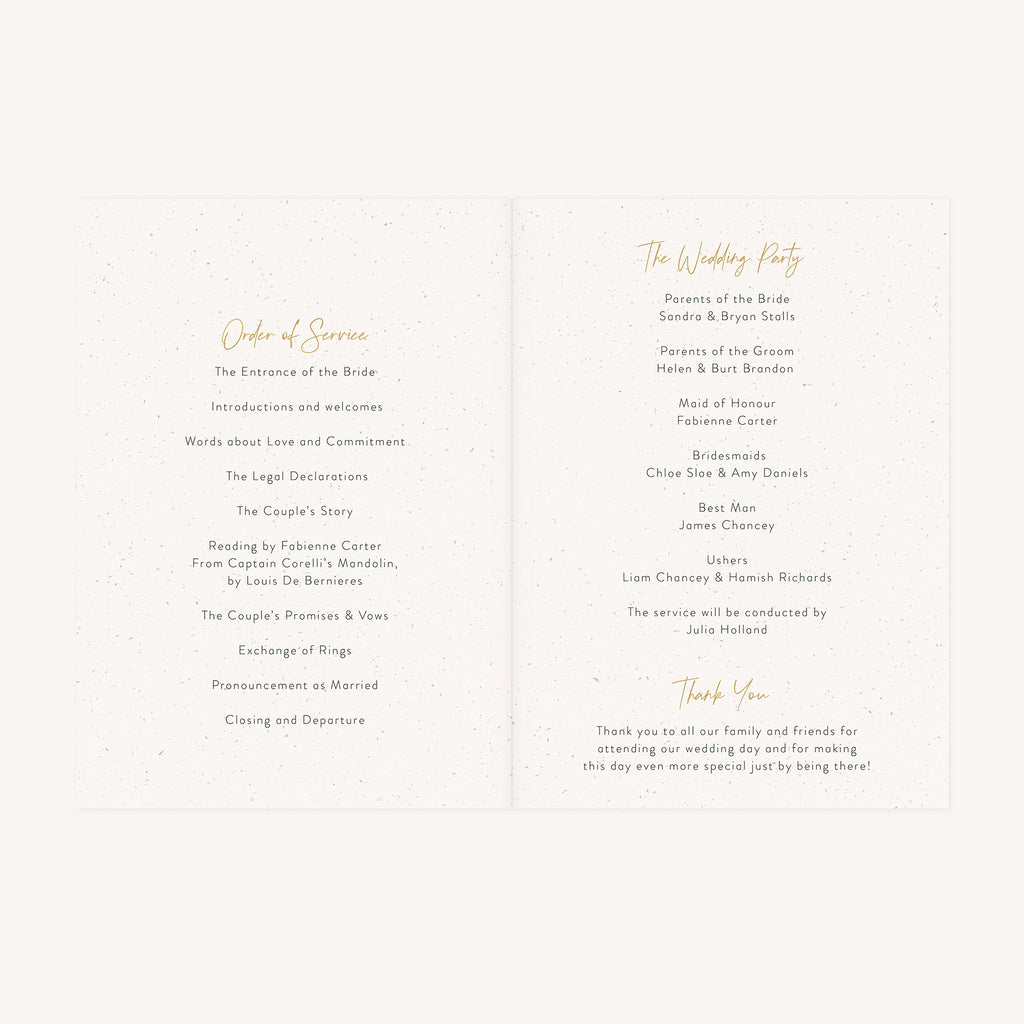 Botanical Rustic Wedding Order of Service
