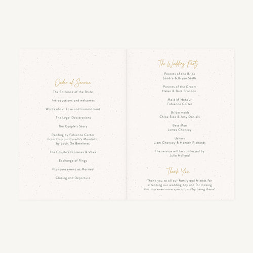 Botanical Rustic Wedding Order of Service
