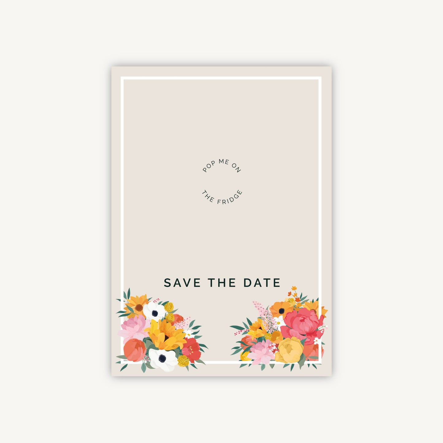 Bright Flowers Wooden Magnet Save the Date
