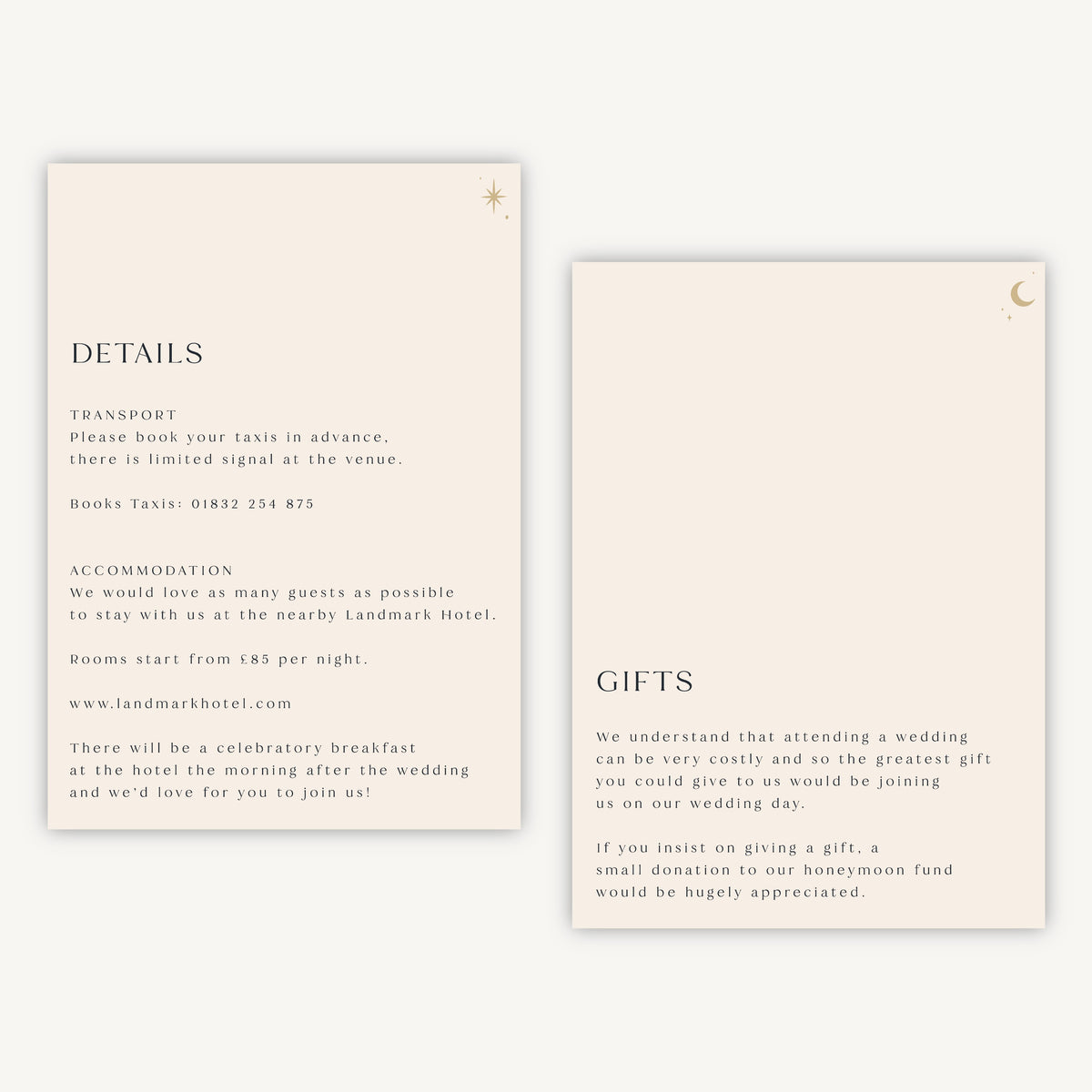 Celestial Night Sky Wedding Invitation Details Card