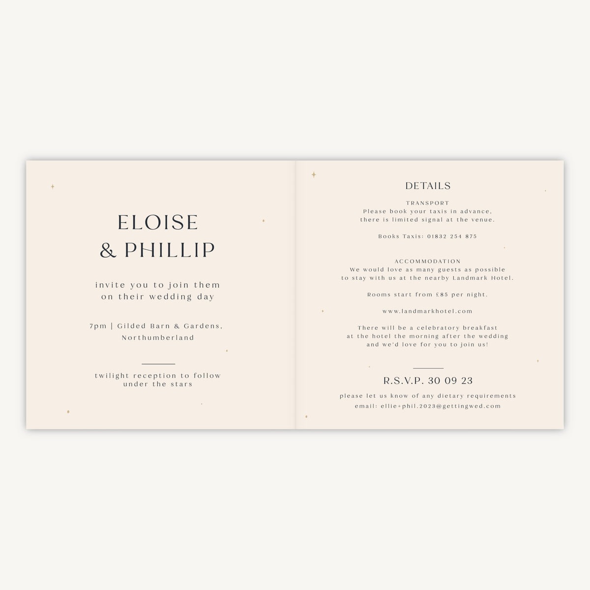 Celestial Night Sky Folded Wedding Invitation