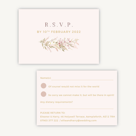 Dried Flower Hoop Wedding Invitation RSVP Card