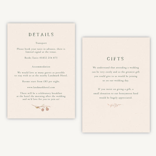 Dried Flower Wreath Wedding Invitation Details Card