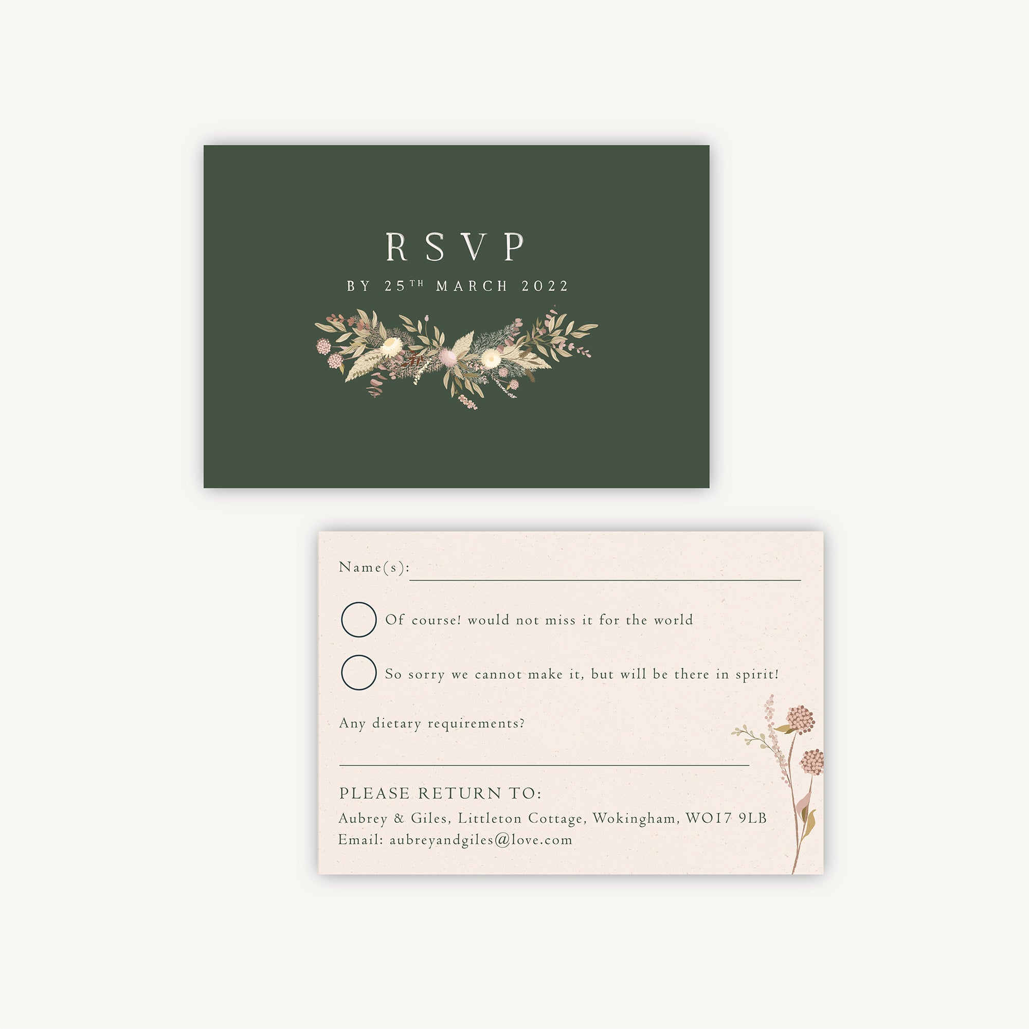 Dried Flower Wreath RSVP Card