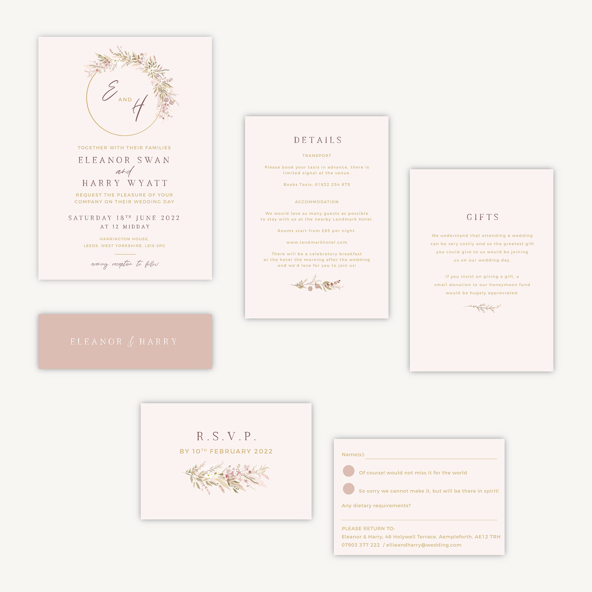 Dried Flower Hoop Wedding Invitation