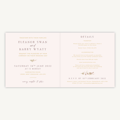 Dried Flower Hoop Folded Wedding Invitation