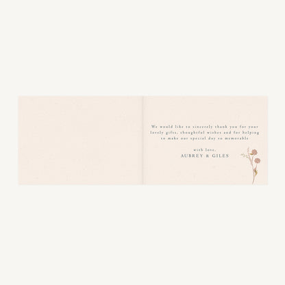 Dried Flower Wreath Wedding Thank You Card Folded