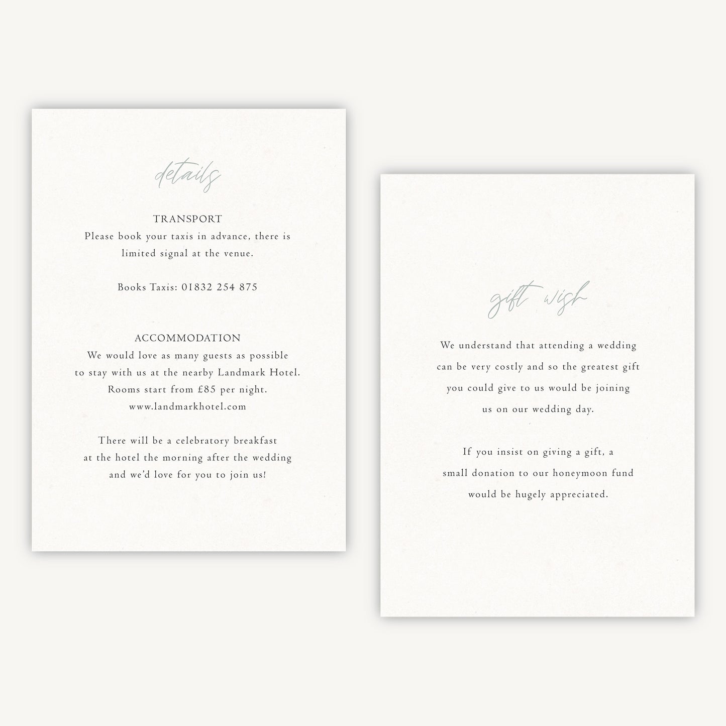 Elegant Floral Wedding Invitation Details Card