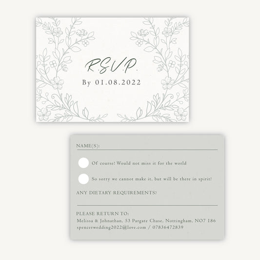 Elegant Floral Wedding Invitation RSVP Card