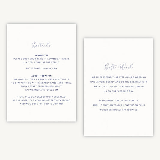 Farmhouse Blue Wedding Invitation Details Card