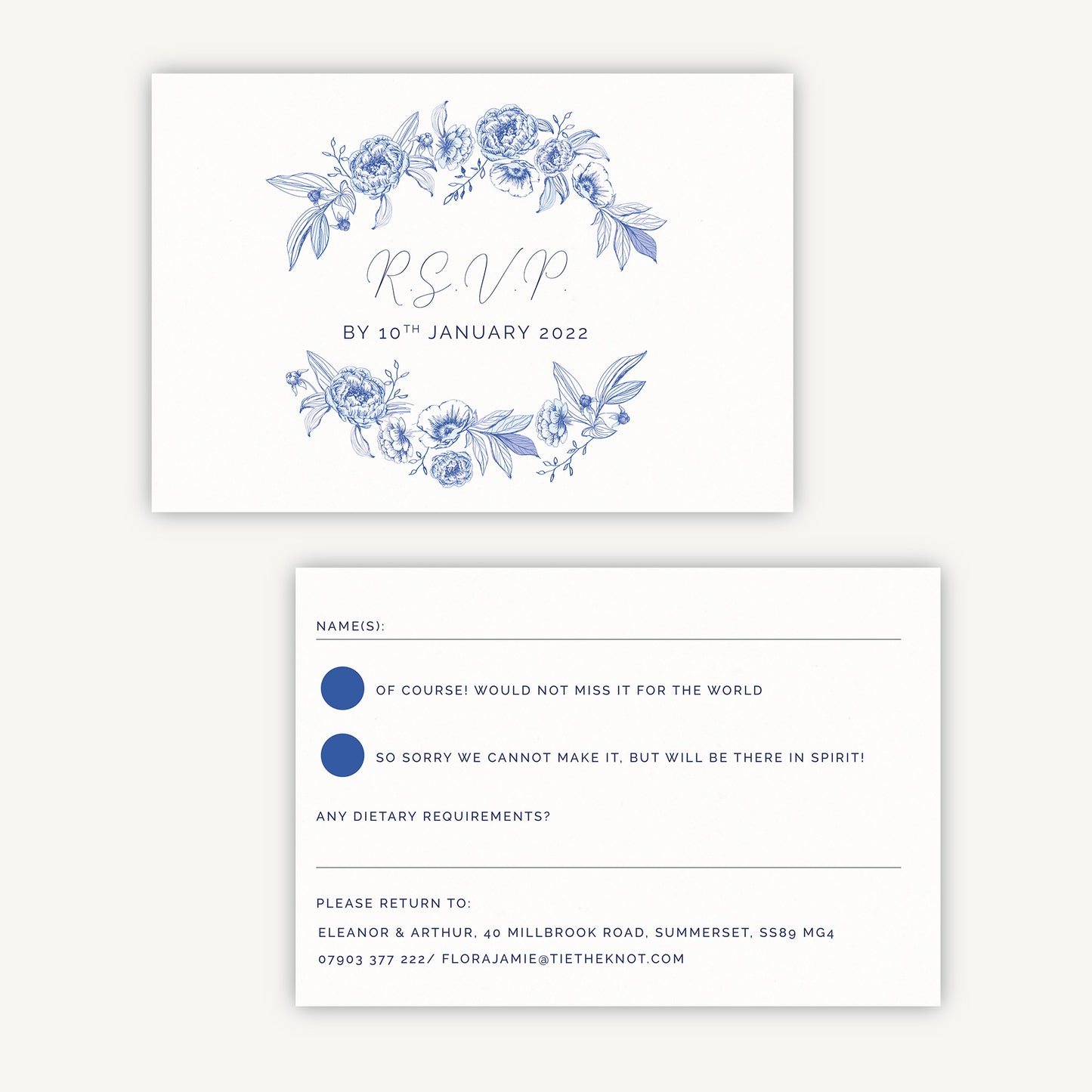 Farmhouse Blue Wedding Invitation RSVP Card