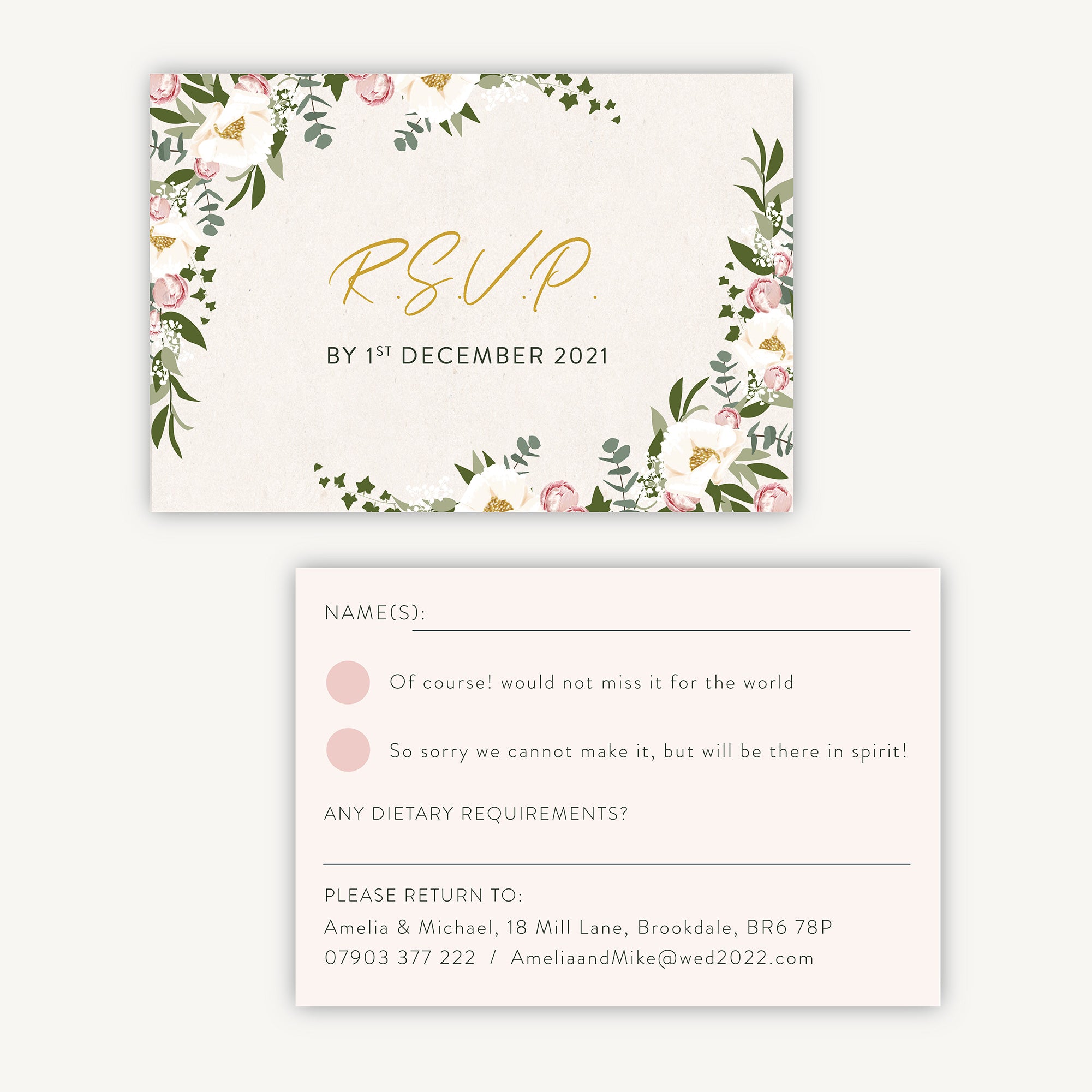 Floral Hoop RSVP Card